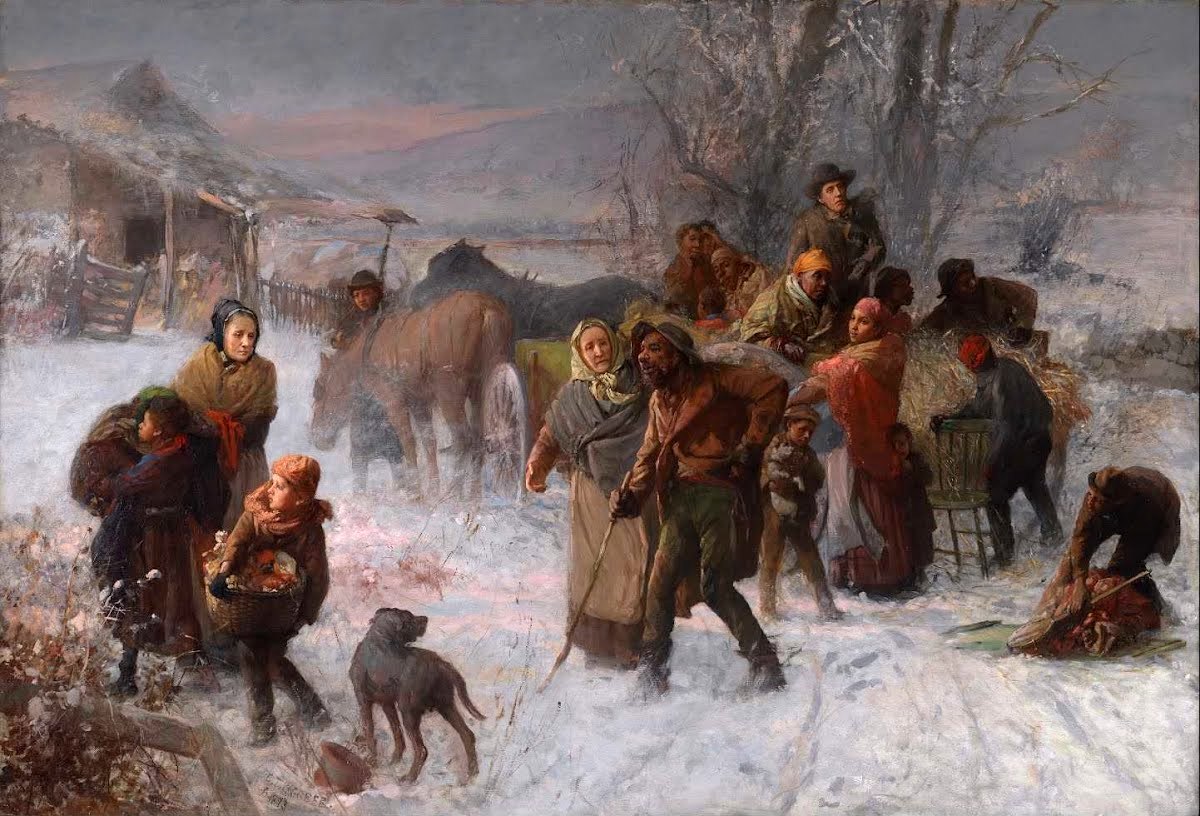 classic oil painting of underground railroad